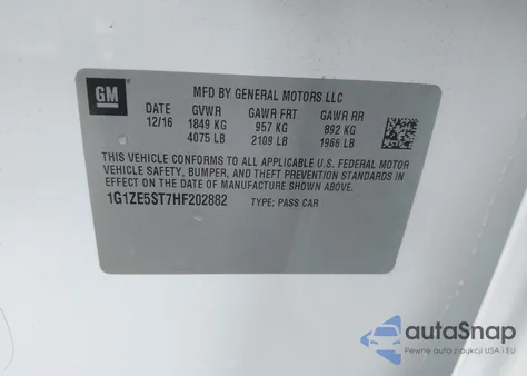 2017 Chevrolet Malibu 1Lt from USA, damaged, VIN 1G1ZE5ST7HF202882